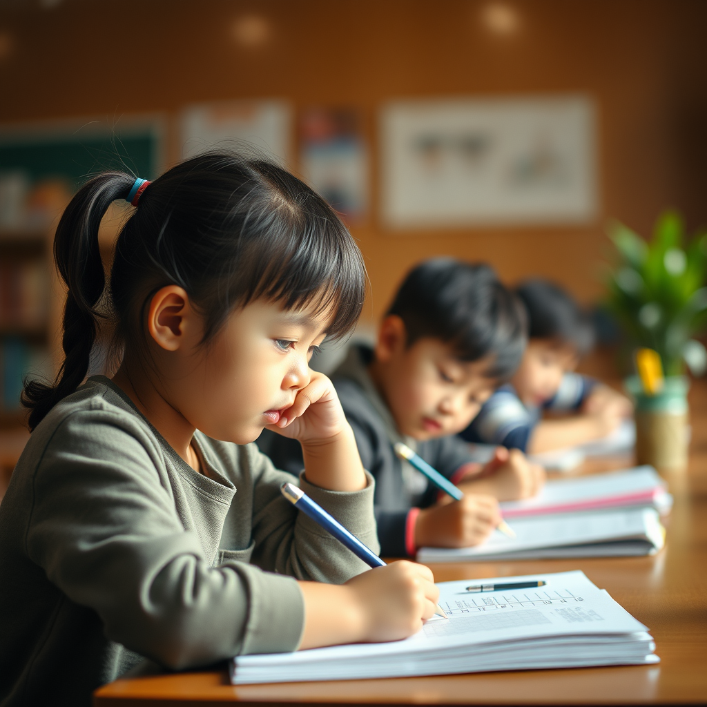children enjoying studying